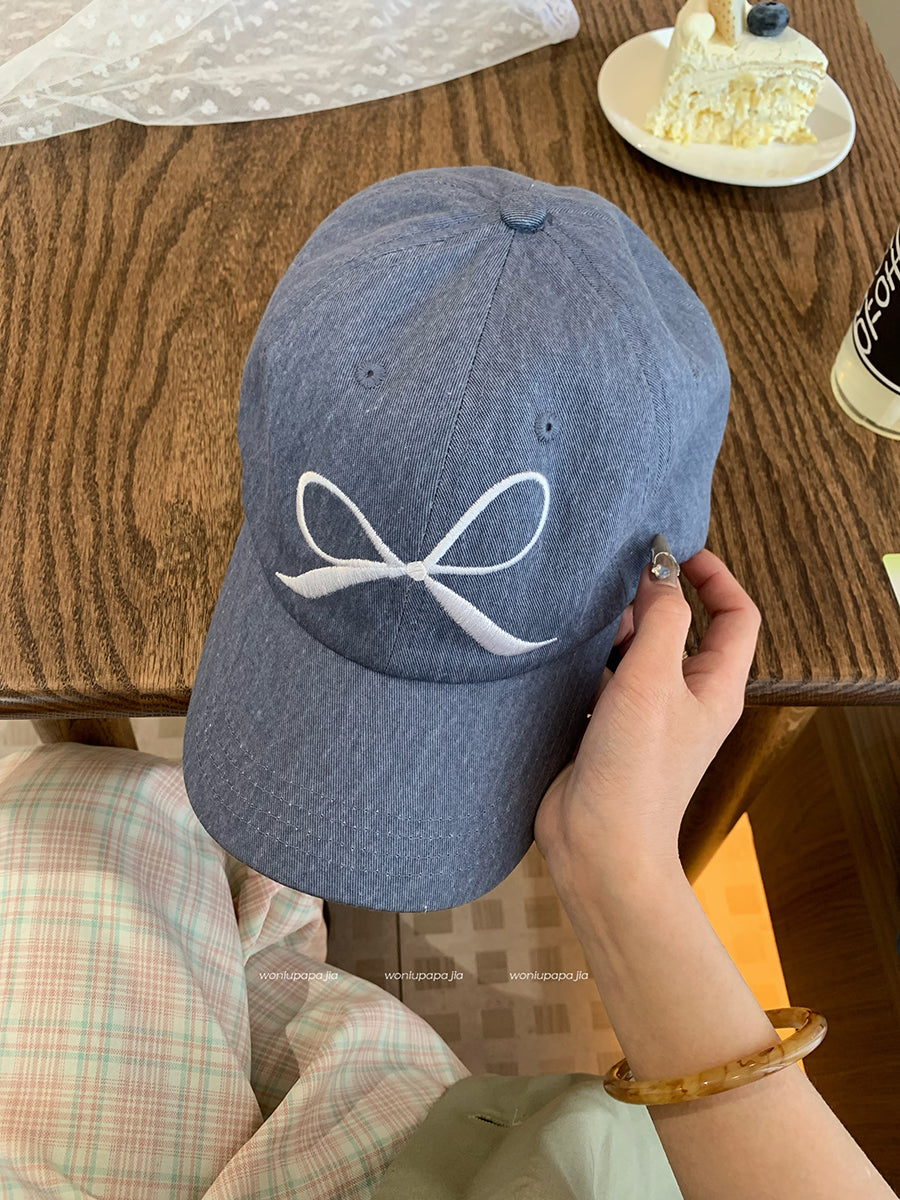 Wholesale Bow Washed Denim Sun Protection Baseball Cap