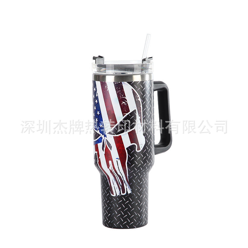 Wholesale 40oz Stars and Stripes Skull Series Handle Ice Bomber Cup