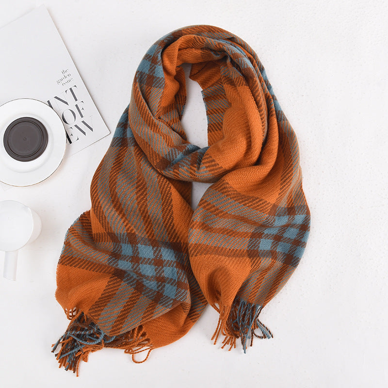 Wholesale Imitation Cashmere Fringed Plaid Scarves