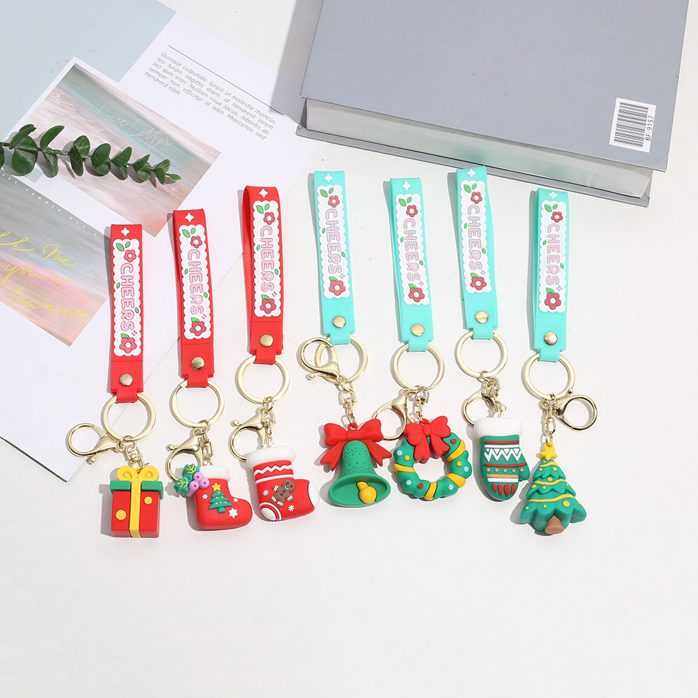 Wholesale Silicone Cartoon Christmas Charm Keychain