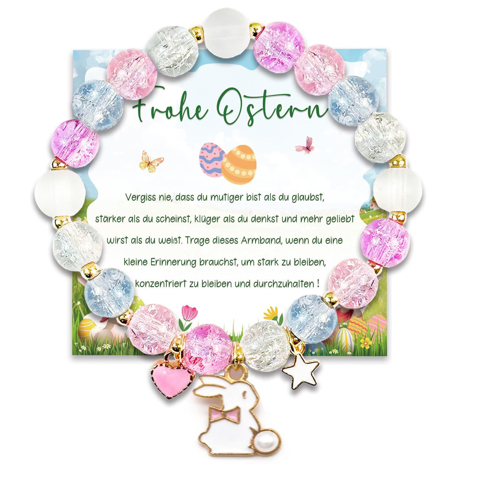 Wholesale Easter Blooming Bead Pink Love Rabbit Bracelet