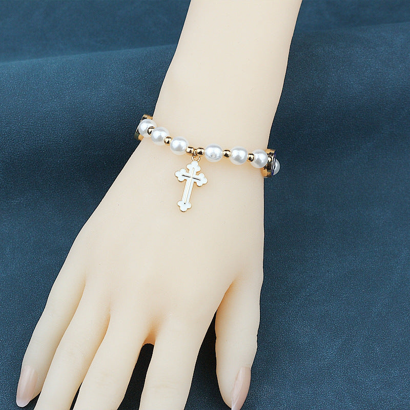 Wholesale Evil Eye Imitation Pearl Women's Prayer Bead Bracelet