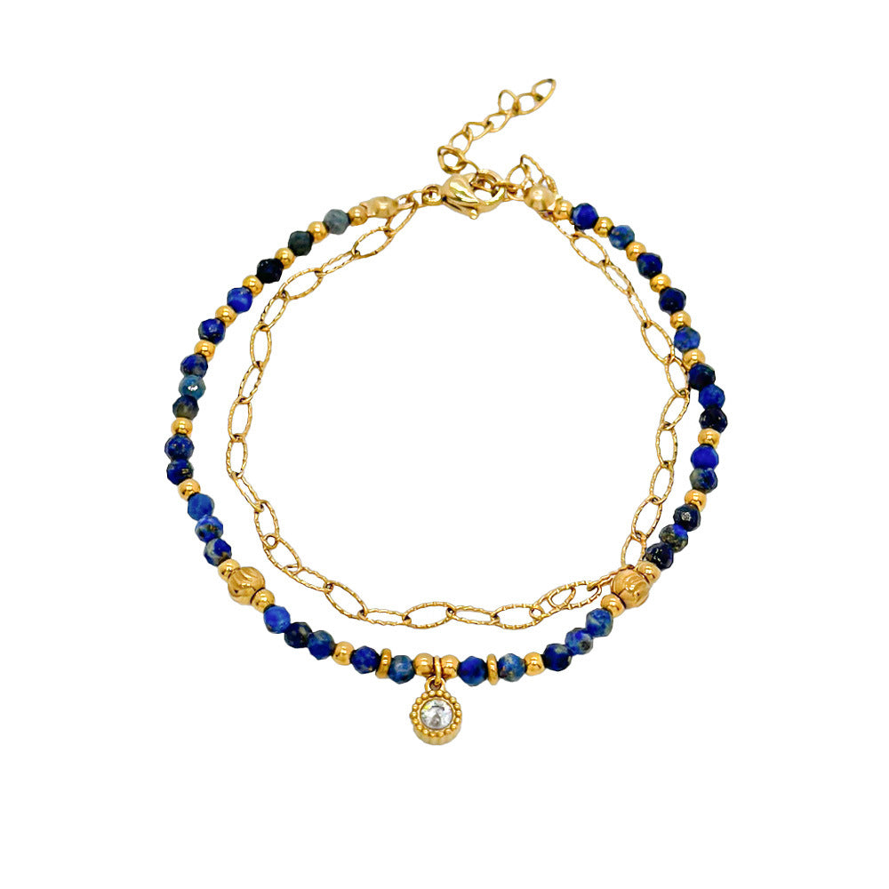 Wholesale Lapis Lazuleus Bracelet Design  Titanium Steel Bracelets Gold Plated Hand Jewelry
