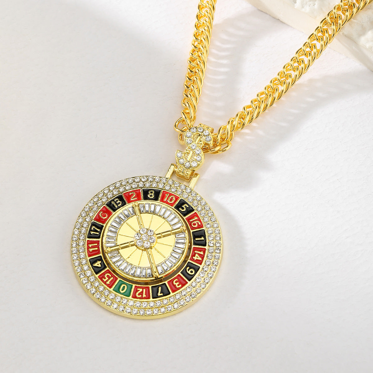 Wholesale Rotatable Clock and Diamond Personality Necklace