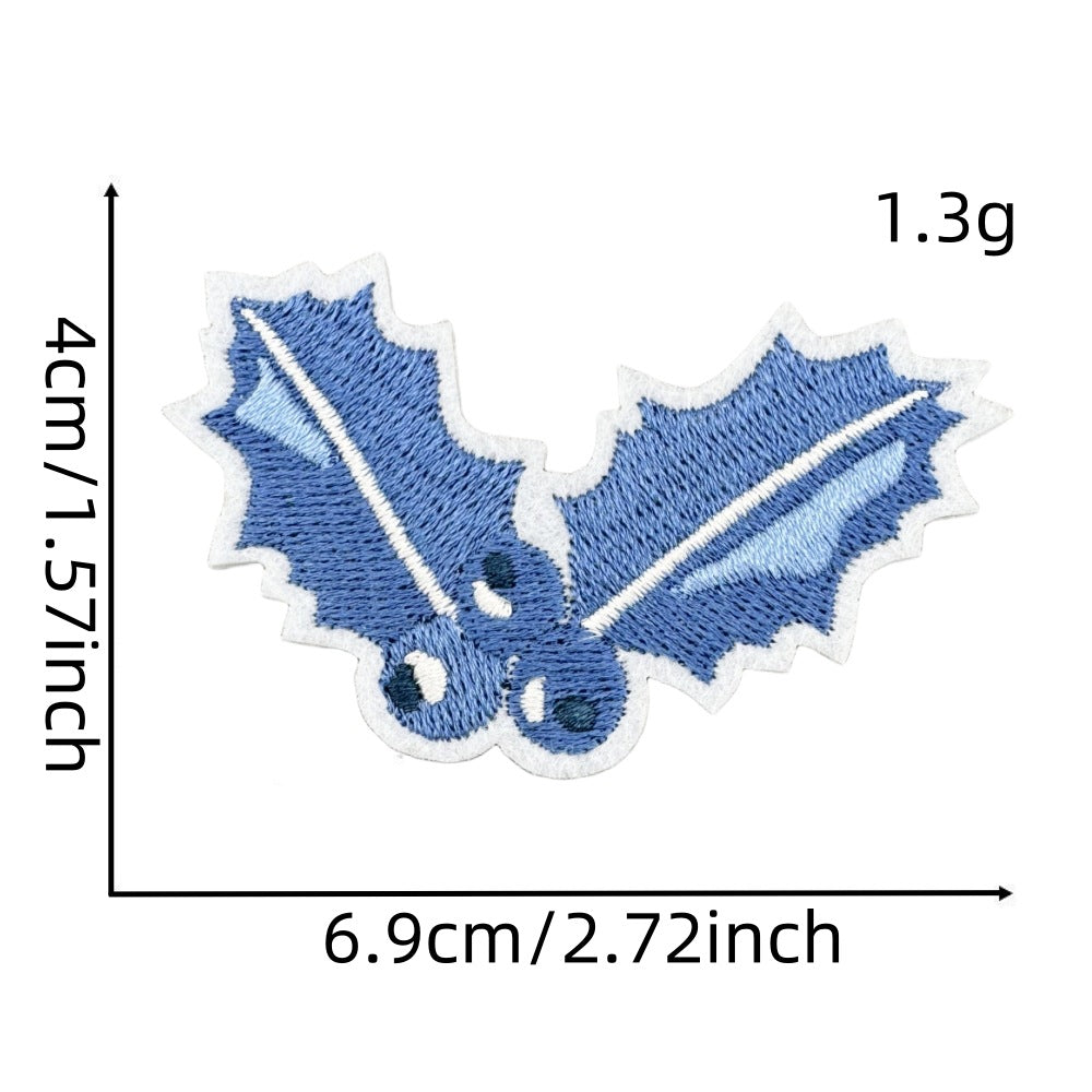 Wholesale Chic Blue Doodle Christmas Embroidery Patches Clothing Applique Stickers DIY Fashion Accessory Gift
