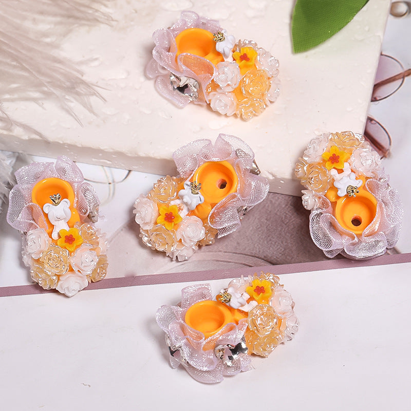 Wholesale 10pcs Heavy Resin Camellia Crystal Shoes Full of Diamond Beads