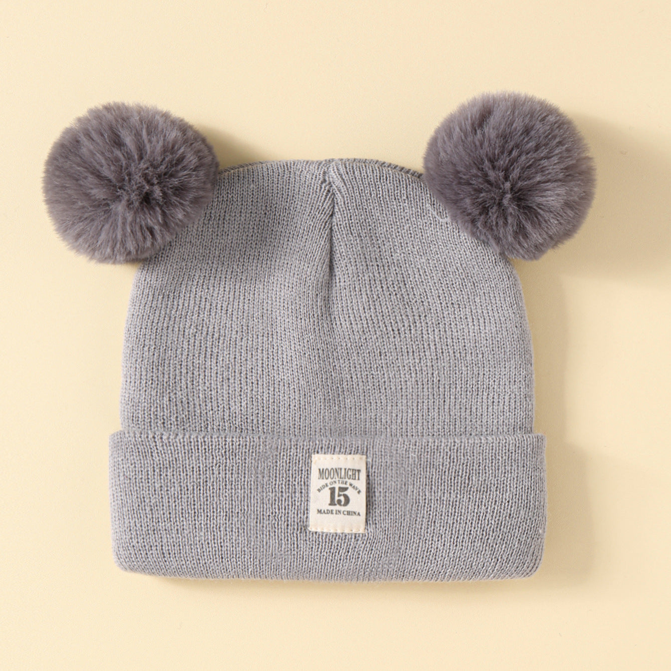 Wholesale acrylic autumn winter solid color woolen kids double ball hat