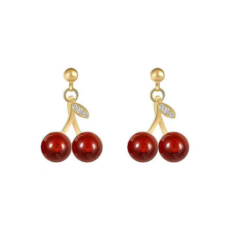 Wholesale 925 silver red cherry earrings