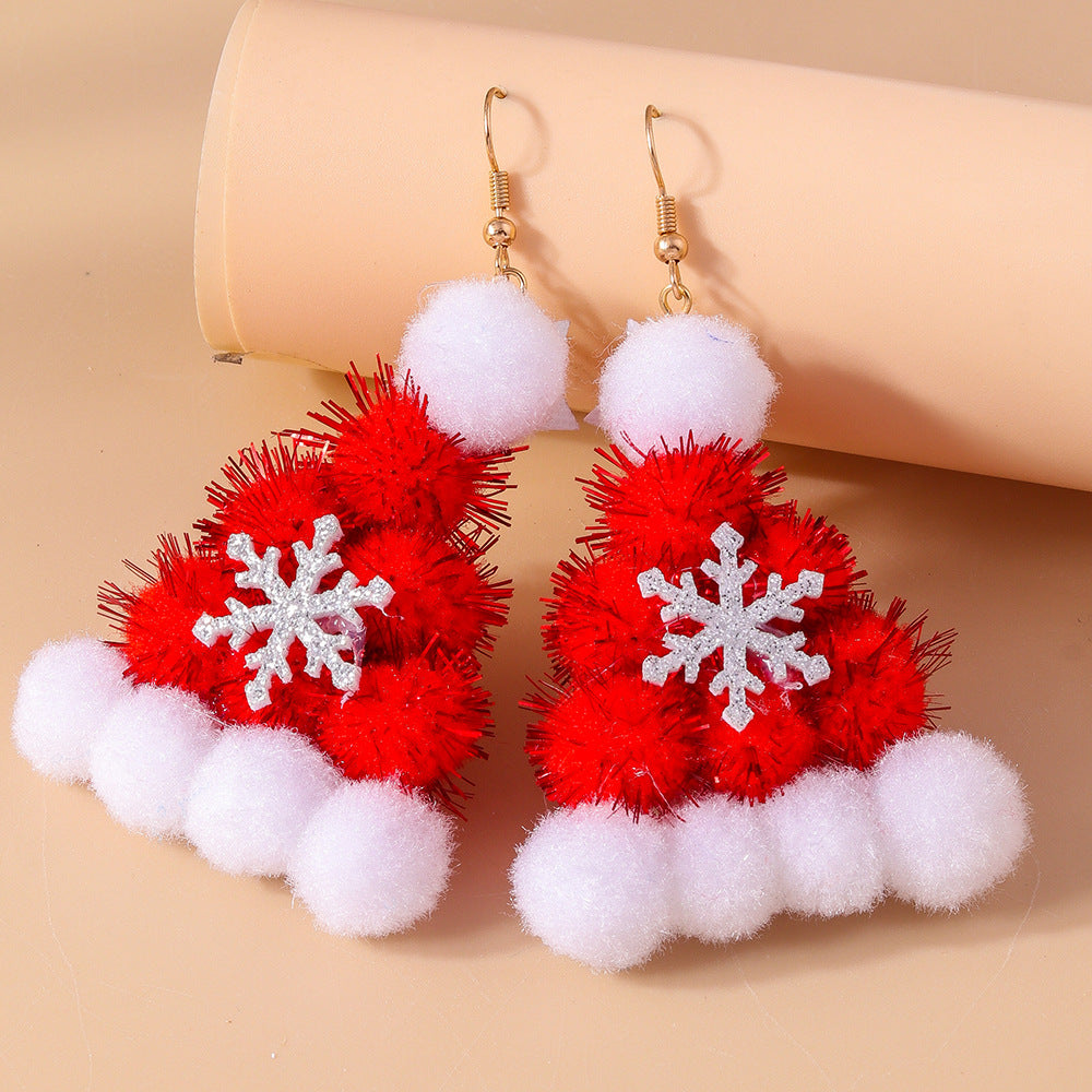 Wholesale Christmas Tree Christmas Hat Earrings Personalized Hand Braided Earrings
