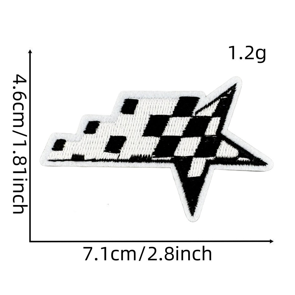 Wholesale Black and White Racing Flag Series Embroidery DIY Patches