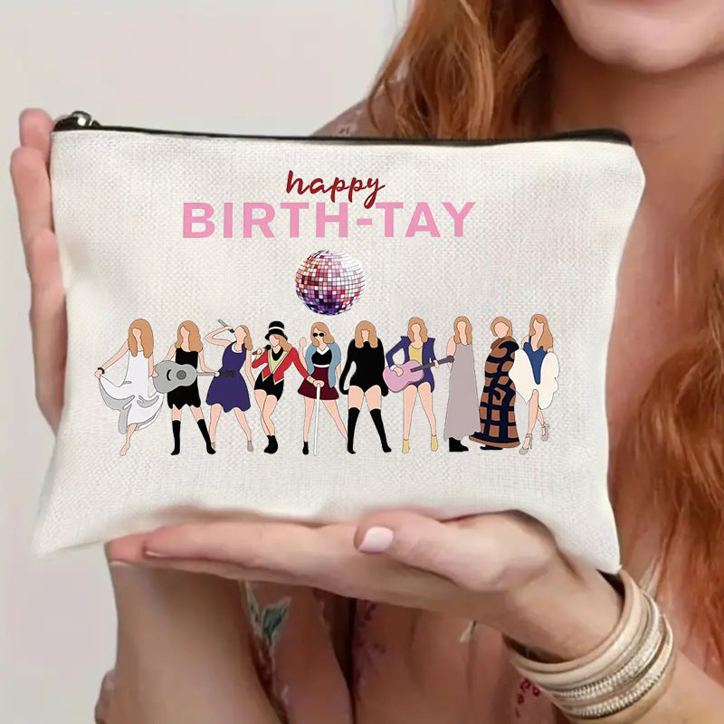 Wholesale Cotton and Linen Nurse Letter Print Storage Waterproof Linen Cosmetic Bag