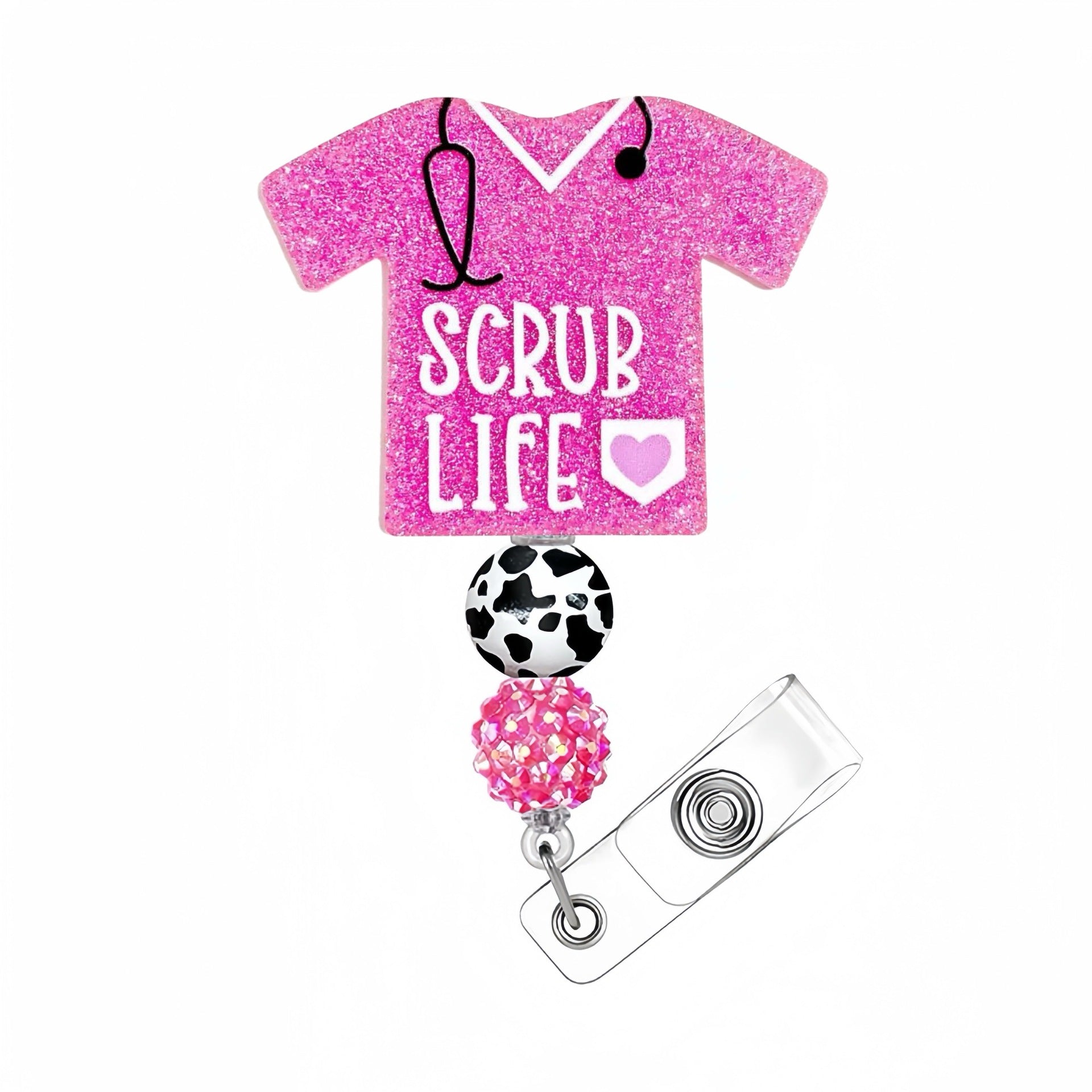 Wholesale Plastic acrylic beaded diy glitter telescopic buckle keychain