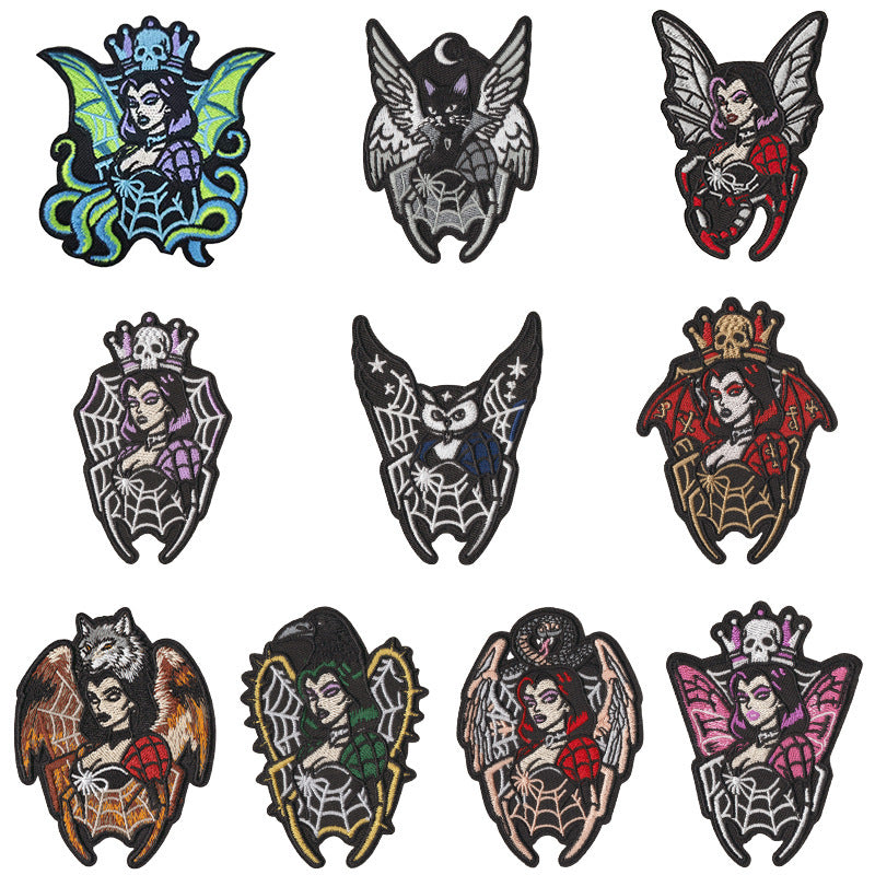 Wholesale Iron On Embroidered Patches Gothic Witch Vampire Skull  Web Set Of 10 For Coat Decorative Fashion