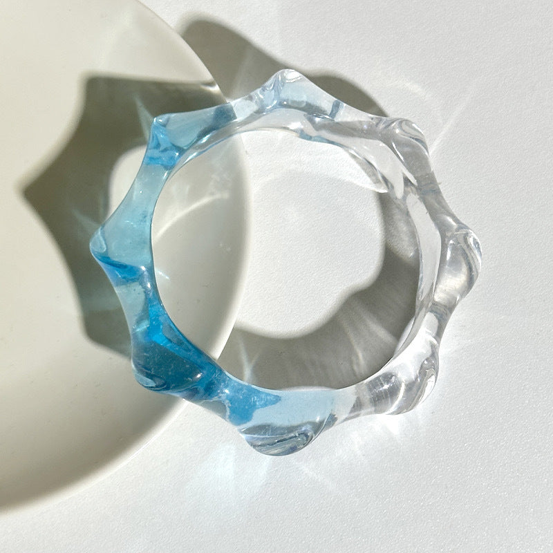 Wholesale 10pcs Yuyu new gradient transparent color matching wave round geometric resin bracelet ins color bracelet