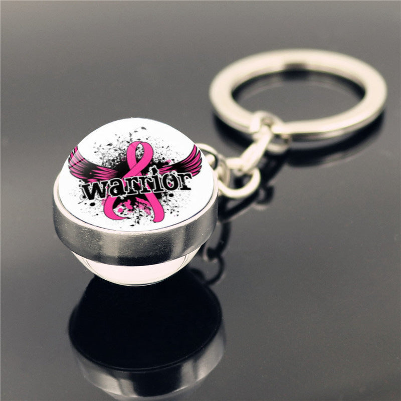Wholesale Care Breast Cancer Vermicelli with Zinc Alloy Key Chain