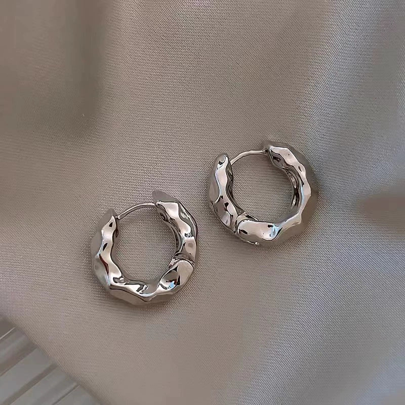 Wholesale Water droplet shaped geometric irregular circle star metal earrings