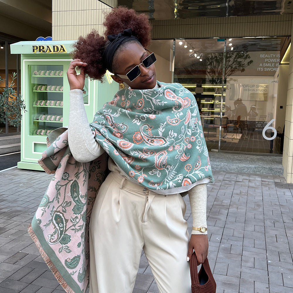 Wholesale Autumn and Winter Warm Scarf Cashew Thickened Long Scarf