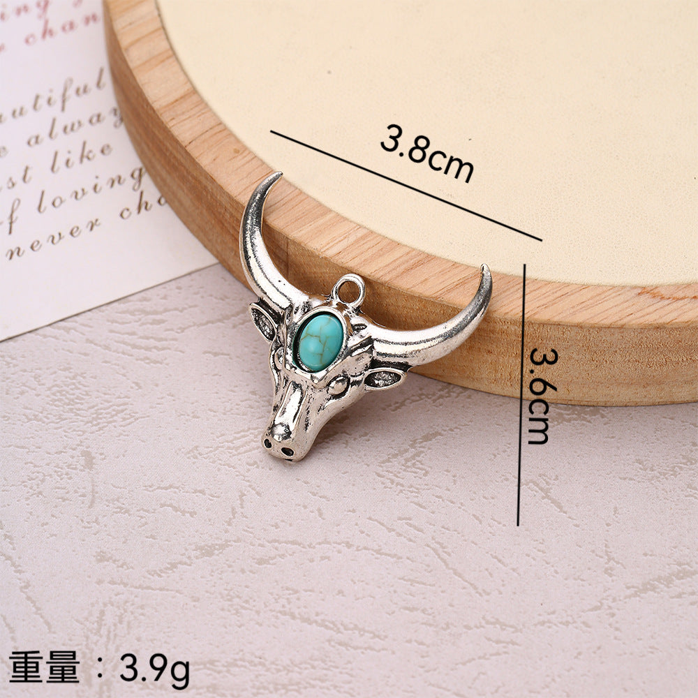 Wholesale 10pcs Bohemian style turquoise diverse bull pendant