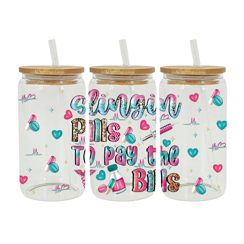 Wholesale Cartoon Colorful Medical 16oz Cup UV DTF Wraps