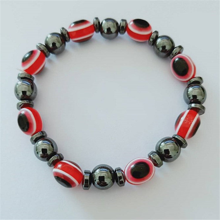 Wholesale Black Magnet Colored Flat Beads Stretch Men's Bracelet