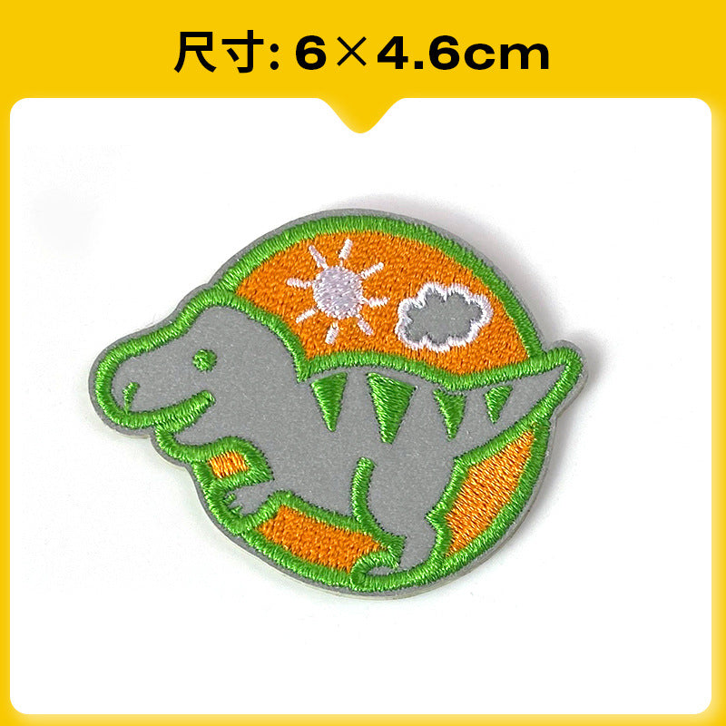 Wholesale Chic Reflective Cartoon Embroidered Patch For Backpack Coat School Bag Safety Decorative Badge