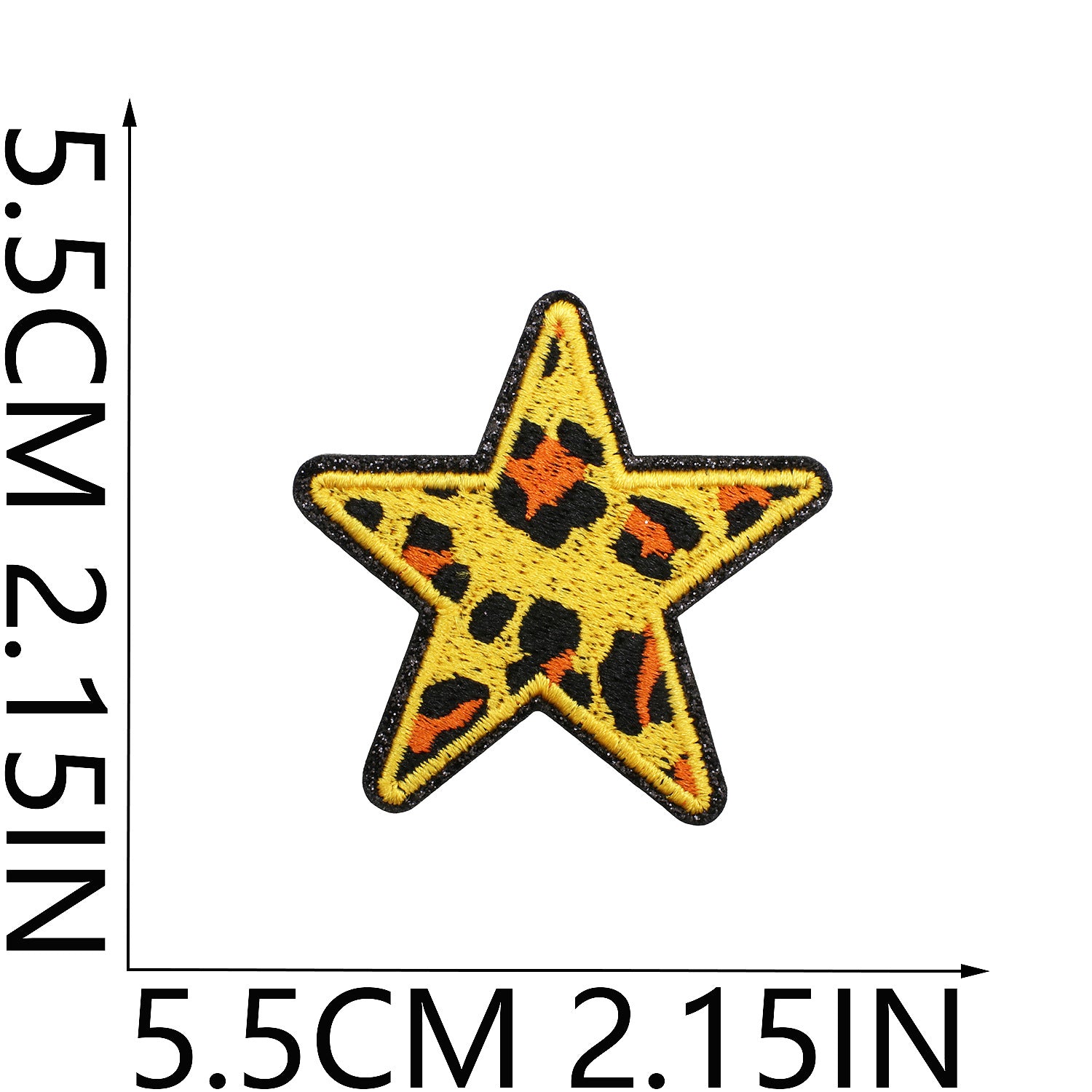 Wholesale Leopard Print Glitter Star Embroidered Patch Polyester Applique For Clothing Bags DIY