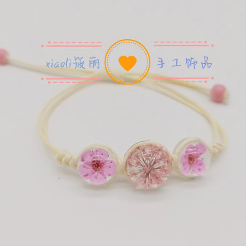 Wholesale Cherry Blossom Hand-woven Real Flower Bracelet