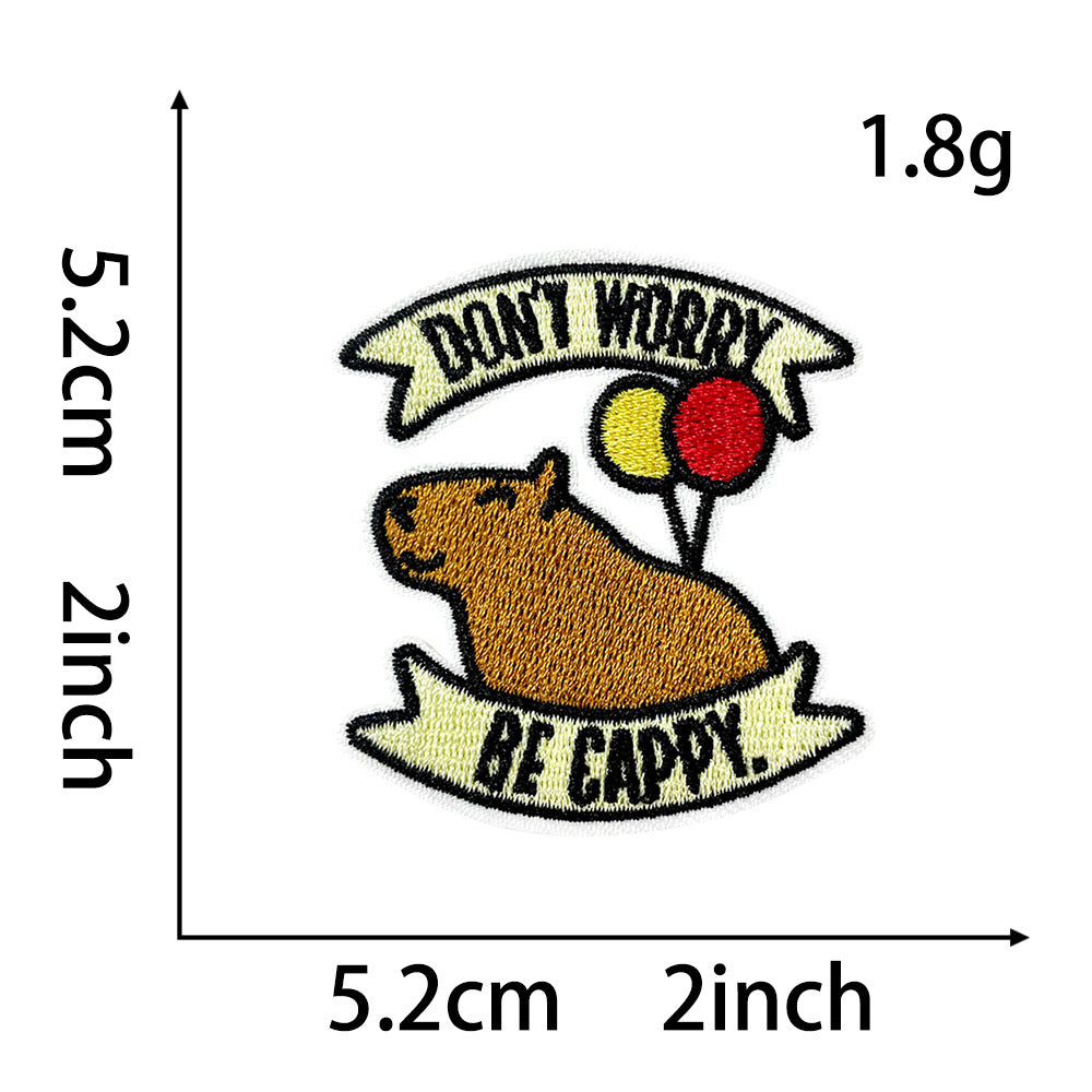 Wholesale Towel Embroidery DIY Patch Capybara Cartoon Embroidered Badge For Coat Decoration