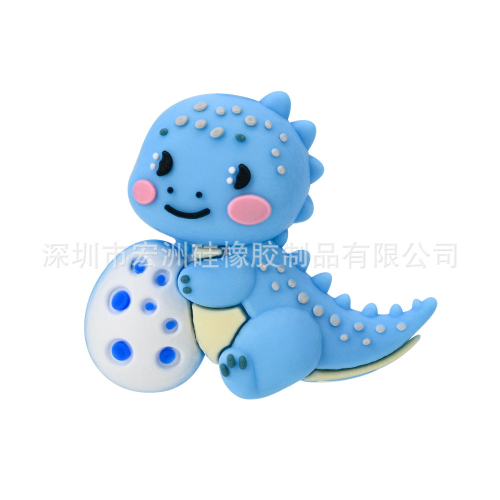 Wholesale 10pcs/ pack Dinosaur cartoon glue beads food grade silicone beads DIY