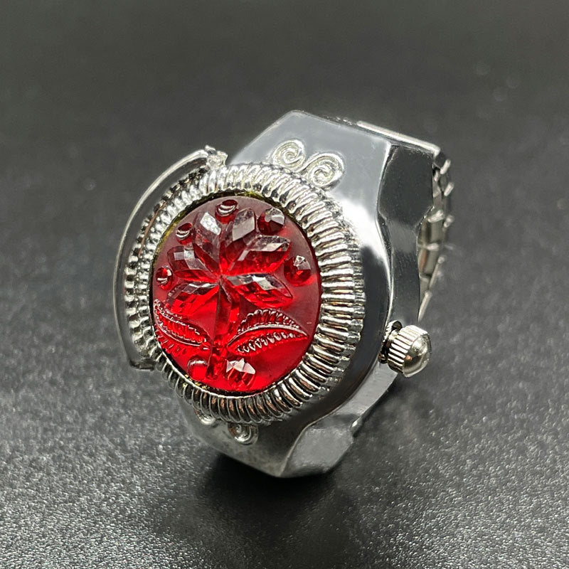 Wholesale [Ring watch] personalized fashion temperament female foreign trade hot quartz watch flip ring watch can see time