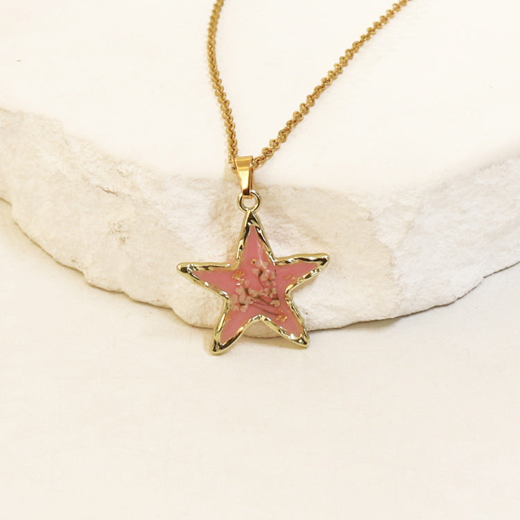 Wholesale 6pcs Real Flower Dried Flower Pendant Immortal Flower Colorful Epoxy Real Flower Necklace