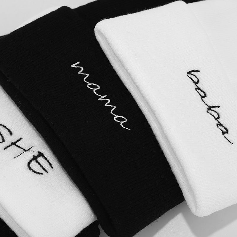 Wholesale 2023 Autumn and Winter New Mom and Dad Couple Letters Embroidery Knitted Hat Woolen Hat