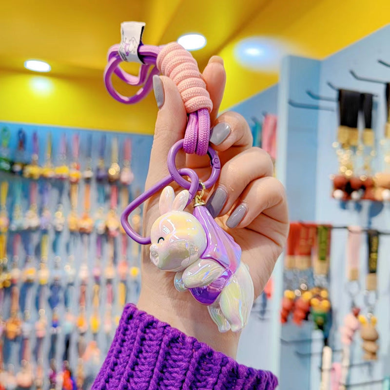 Keychanes acrílicos de conejo de coloridos con electro Explatación al por mayor