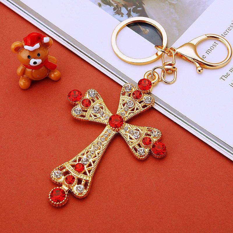 Wholesale Metal Crystal Four Leaf Clover Keychain Rhinestone Bag Charm Car Key Ring Fashion Accessory
