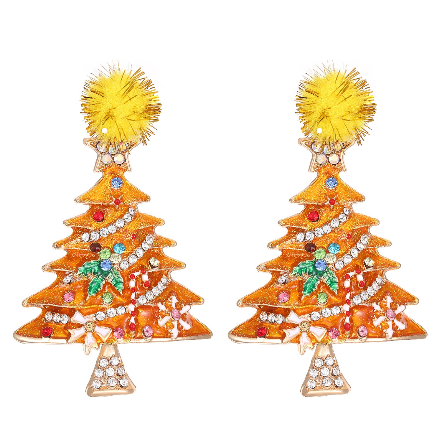 Wholesale Creative New Diamond Christmas Tree Earrings