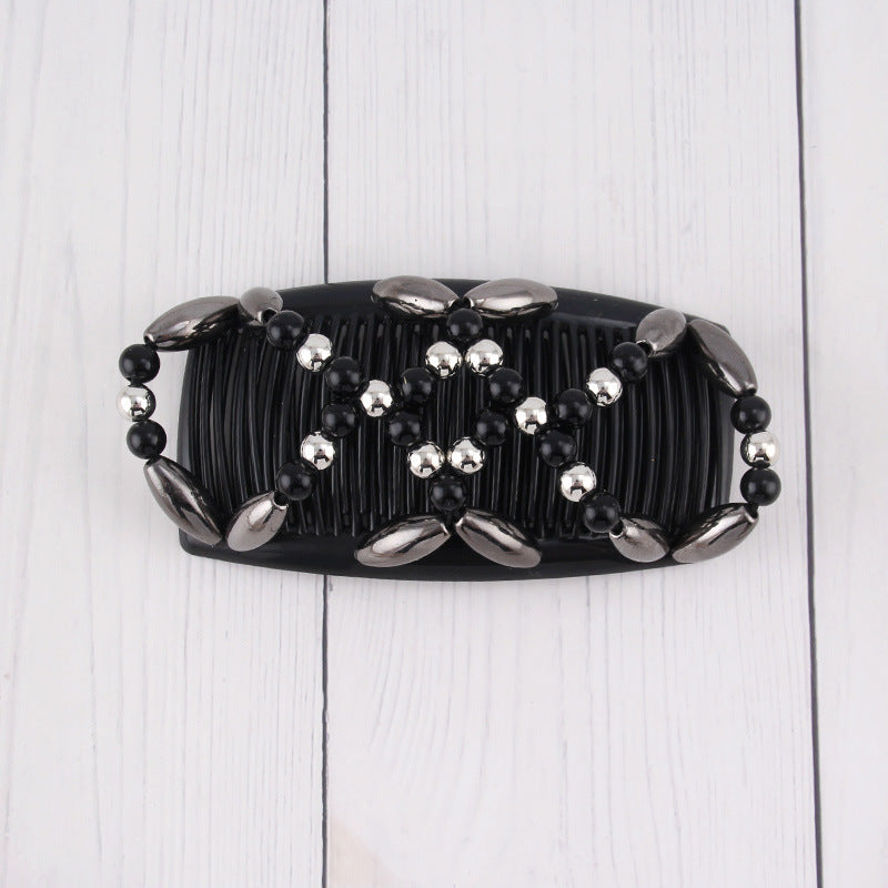 Wholesale Plastic Beaded Double Row Hair Comb