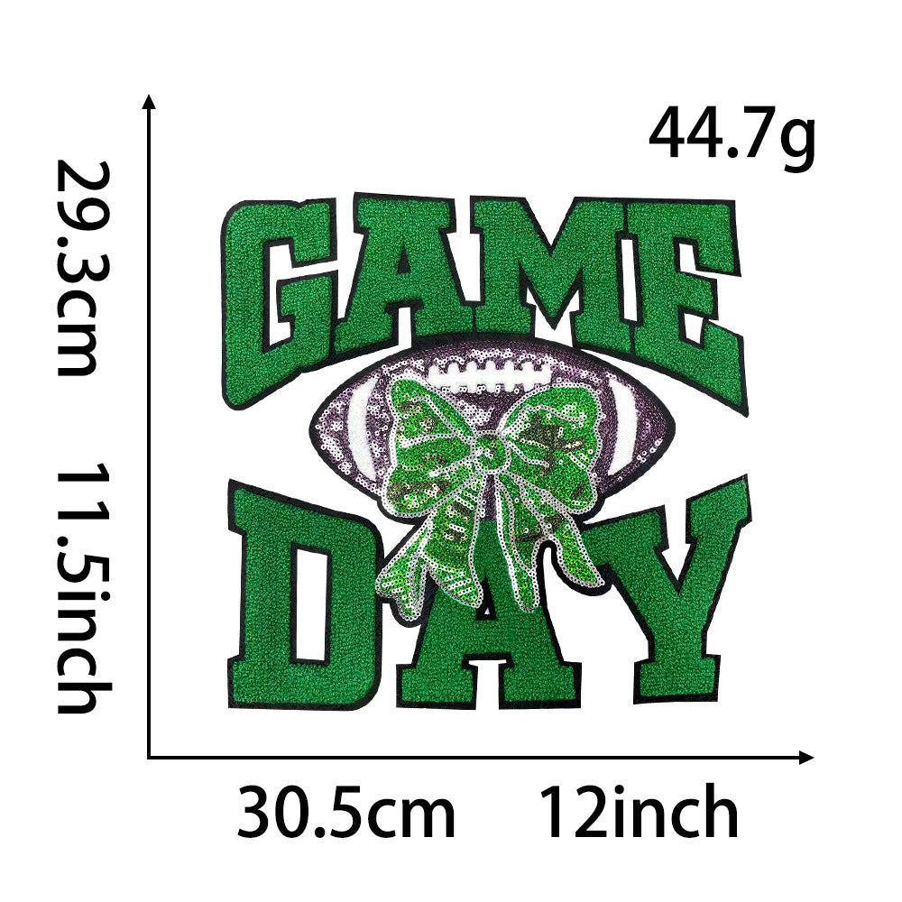 Wholesale Large Sequin Embroidered Patch Gameday Football Iron On Applique DIY et Decoration