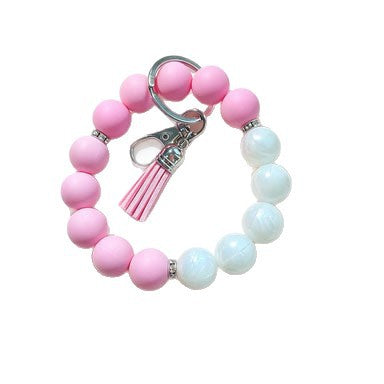 Wholesale Bohemian Silicone Bead Tassel Wrist Keychain Bracelet Everyday Fashion Accessory