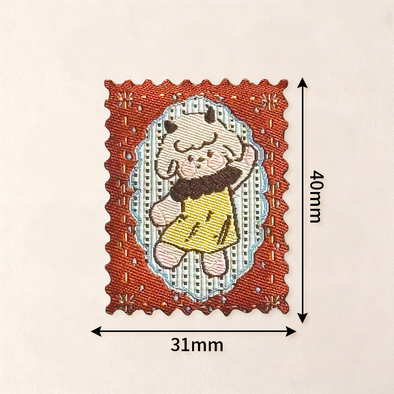 Wholesale Retro Stamp Self Adhesive Embroidered Patches DIY Craft Supply For Towels Clothing Bags