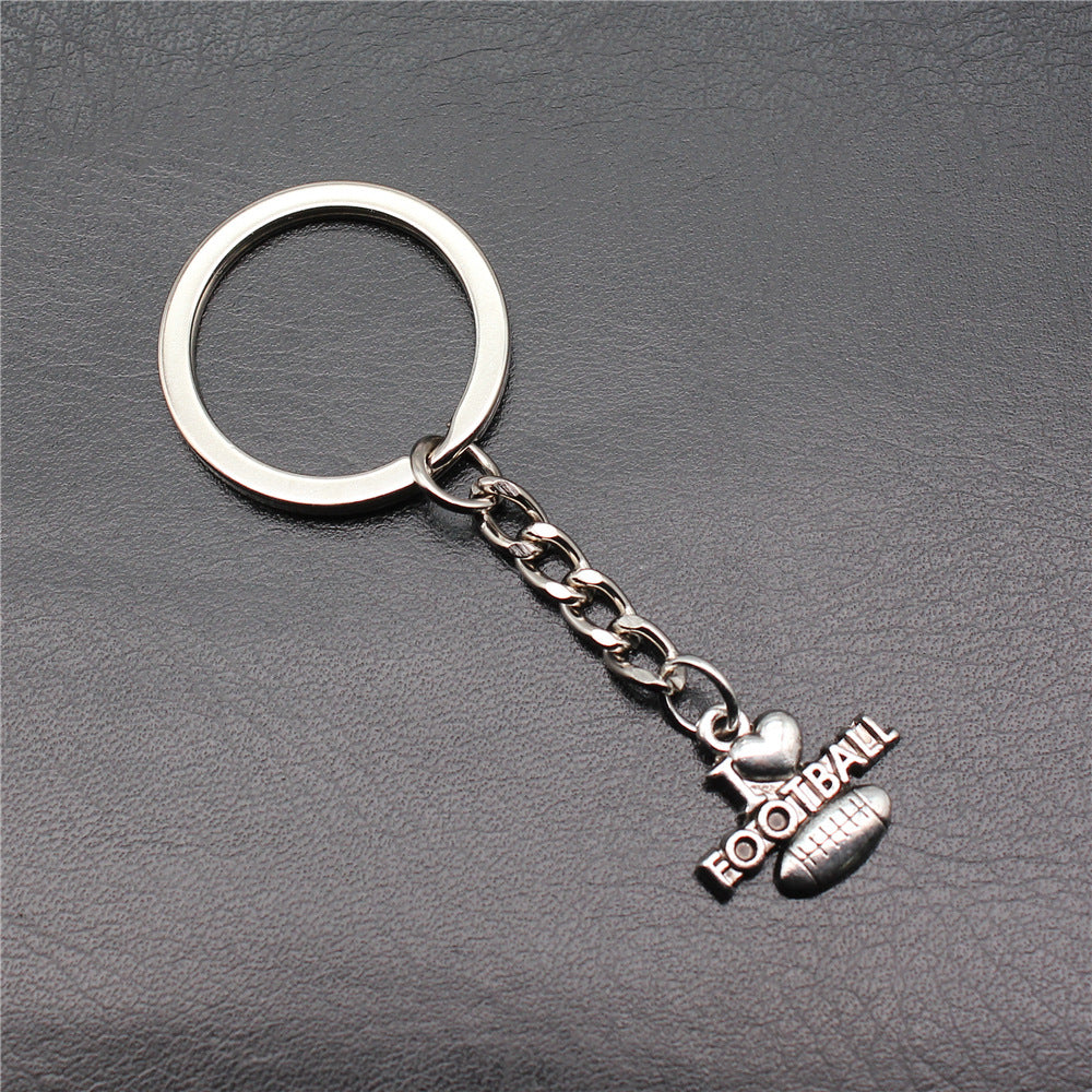 Wholesale 10PCS I Love Football Metal Keychain