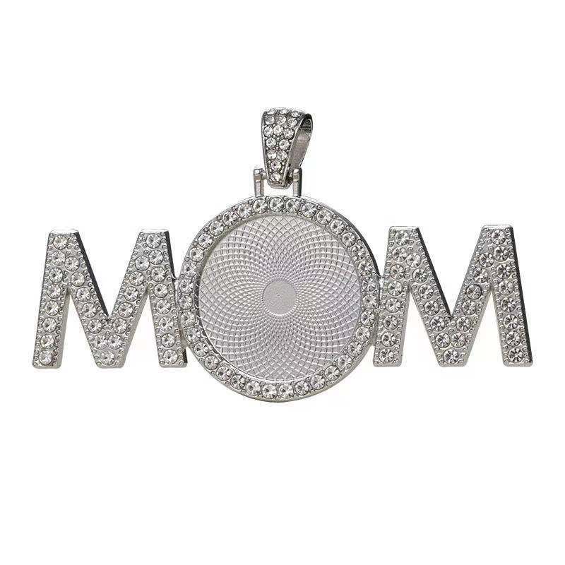 Wholesale 50pcs Alloy Sublimation Jewelry Blanks Diy Movable Head Diamond Necklace Pendant