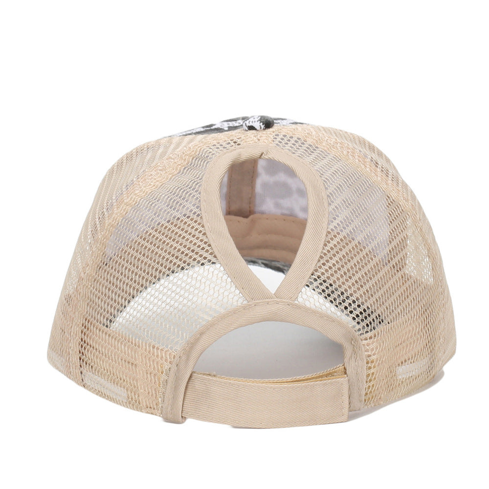 Wholesale Leopard camouflage mesh outdoor fashion sun visor high ponytail baseball cap