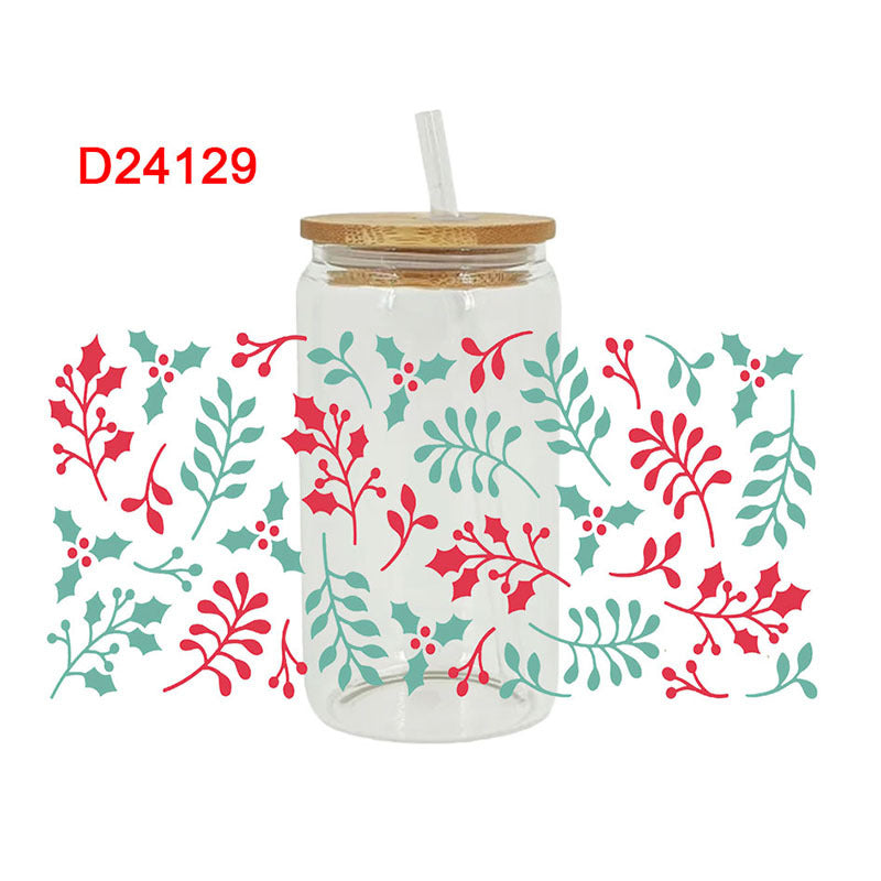 Wholesale Leaves Flowers Christmas Tree 16oz Cup UV DTF Wraps