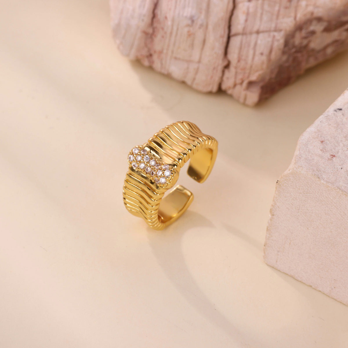 Wholesale gold-plated open ring double-layer ring luxury index finger ring