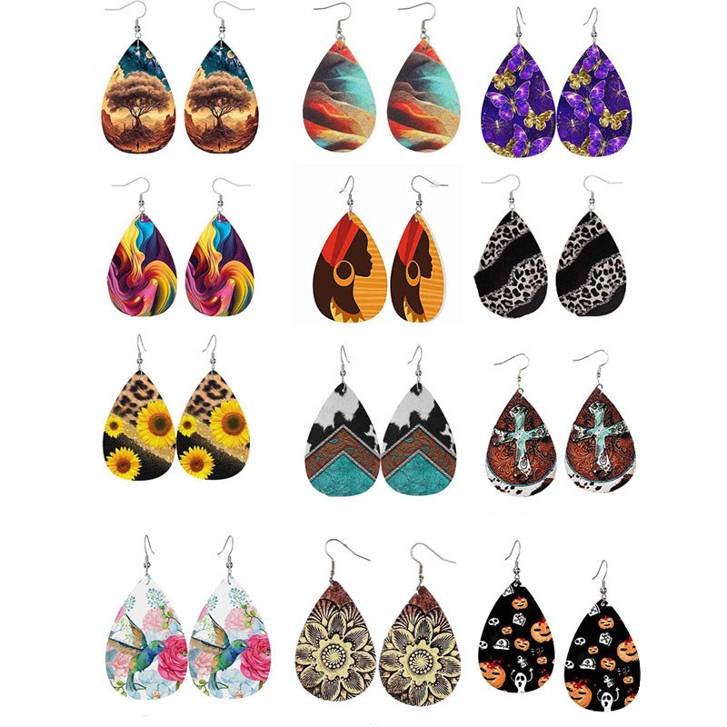 Wholesale Vintage Tree of Life Leather Earrings