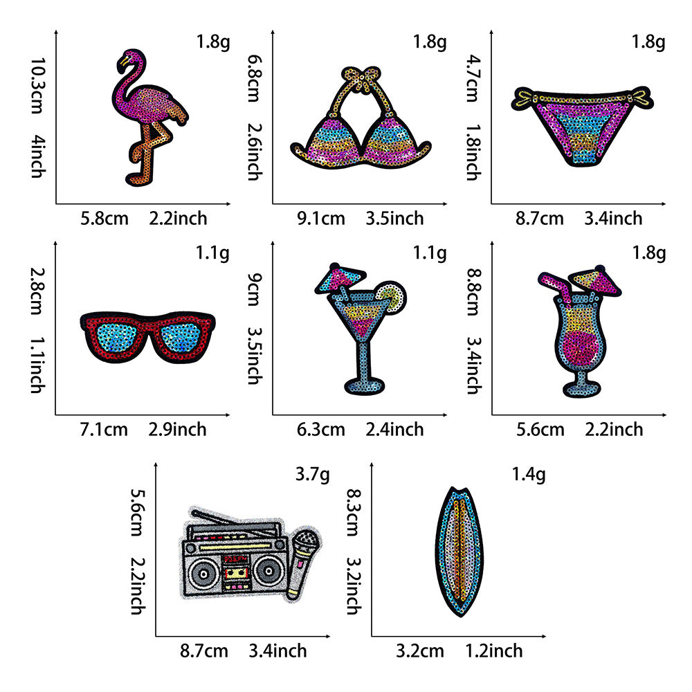 Wholesale Trendy Hawaiian Surf Truck Multicolor Sequin Embroidered Patch Iron On Back DIY Resale Accessory