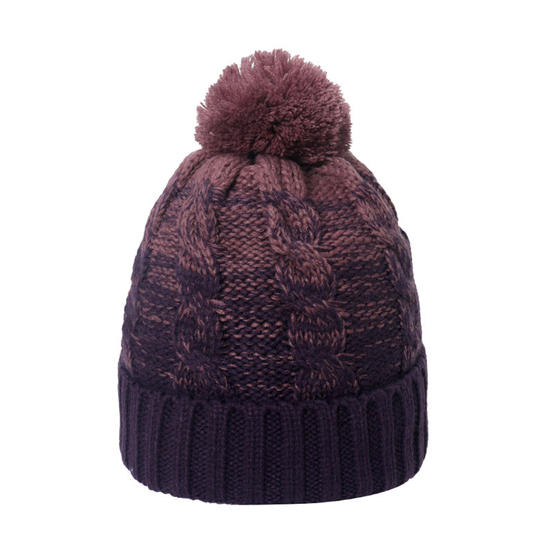 Wholesale Plush Thickened All-match Warm Gradient Color Blended Wool Knitted Hat
