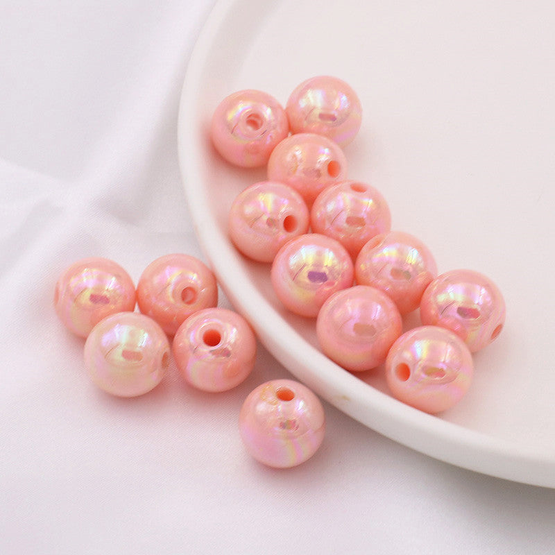 Wholesale 20pcs DIY Jewelry Accessories 14mm Acrylic AB Color Straight Hole Round Beads