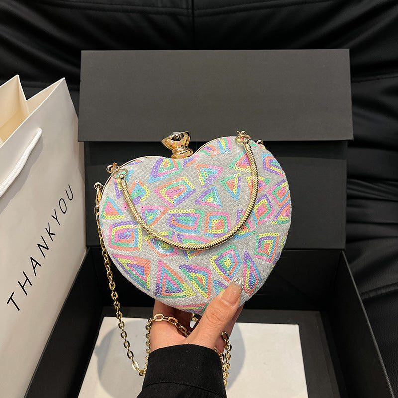 Wholesale Sequined patchwork hand-held clip buckle shell bag crossbody bag