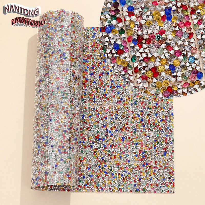 Wholesale Pointed bottom rhinestone with resin cylinder mixed DIY double-sided tape drill piece